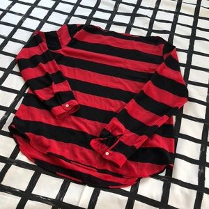 Gap Red and Black Striped Blouse